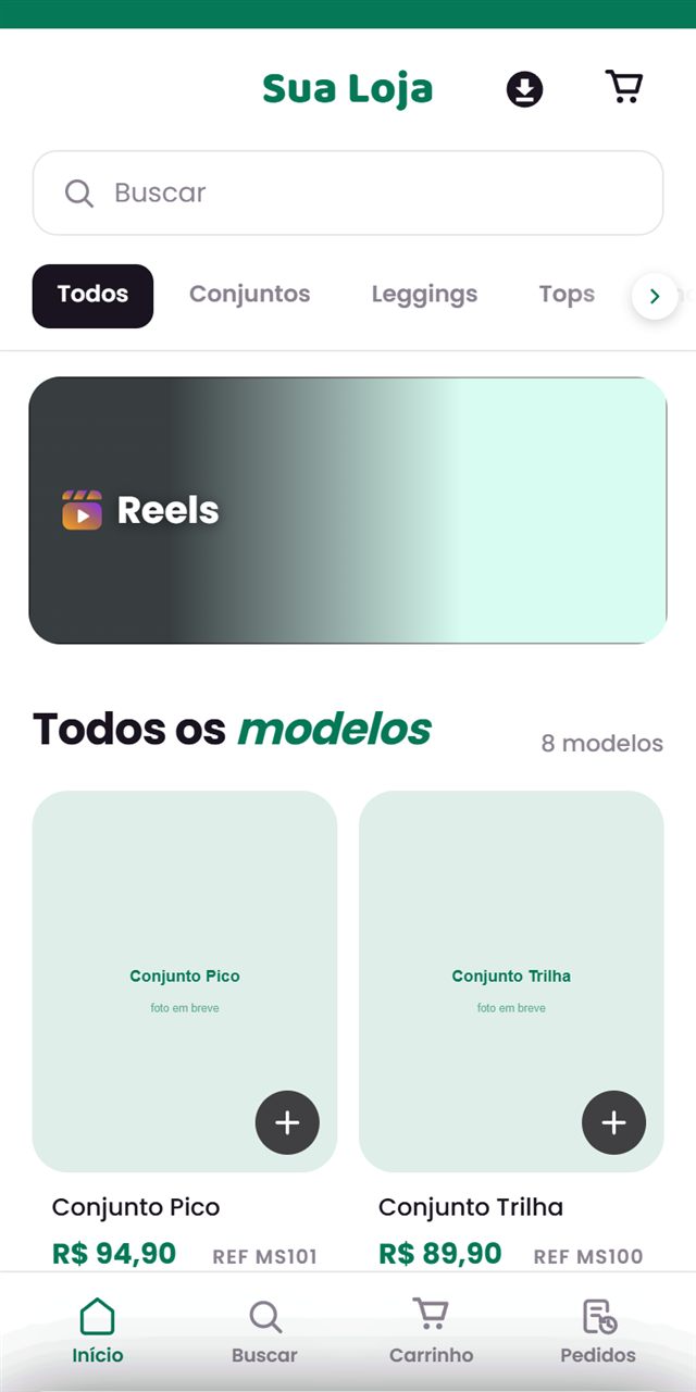 Exemplo de loja na Verzis vista no celular
